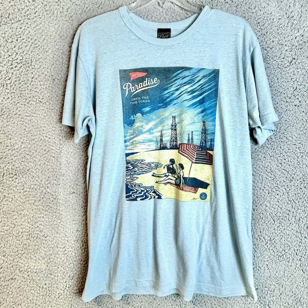 Y2K OBEY T-Shirt Men's Size Large Blue Graphic Skate Surf Tee Made In USA Andre